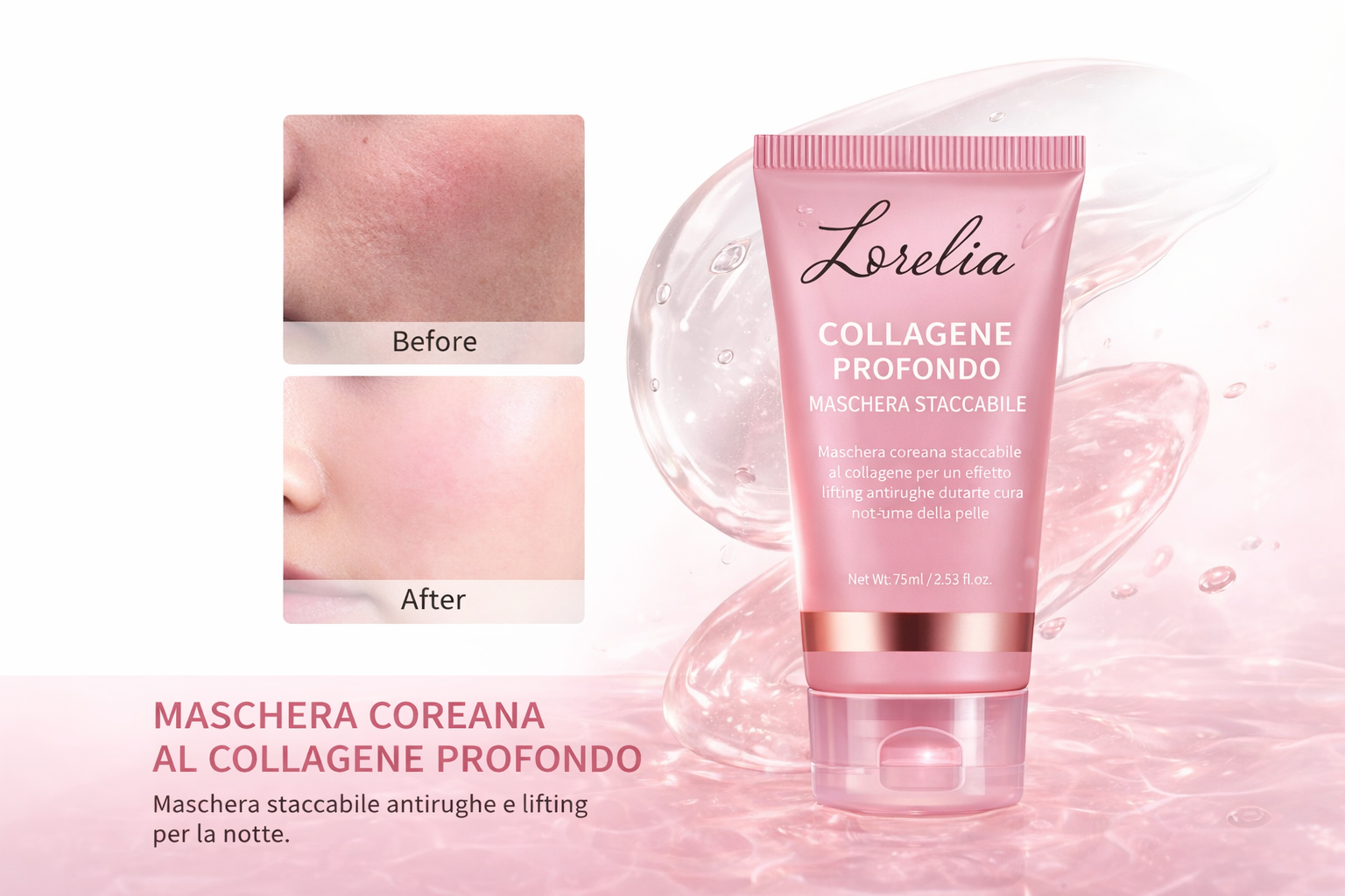 Lorelia™ Maschera al Collagene Profondo – Peel-Off Notturna Antirughe Effetto Lifting